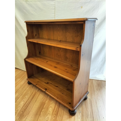 351 - Victoria Ducal Ltd Pine Waterfall Bookshelf. 3 Shelves. 99cm High, 96cm x 37cm. Collection Only.