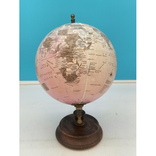 401 - Small Globe on Wooden Base. 33cm Tall.