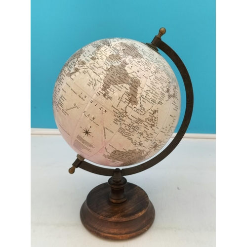 401 - Small Globe on Wooden Base. 33cm Tall.