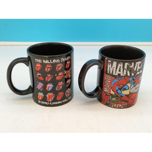 402 - The Rolling Stones 50 Years, London/NYC/NJ Mug plus Marvel Mug.