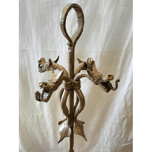 403 - c1900 Follower of Antoni Gaudi Art Nouveau Wrought Iron Dragon Stand. 80cm Tall. Collection Only.