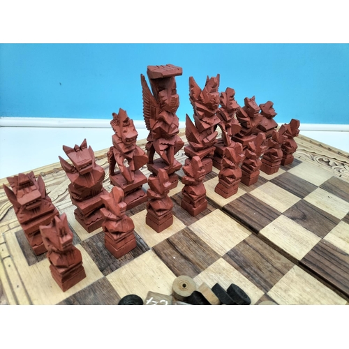 408 - Chess Set and Other Board Game in Wooden Carry Case.