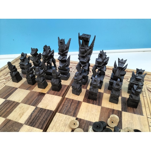 408 - Chess Set and Other Board Game in Wooden Carry Case.