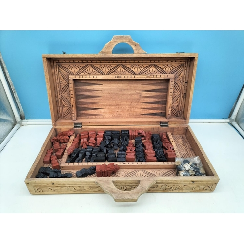 408 - Chess Set and Other Board Game in Wooden Carry Case.