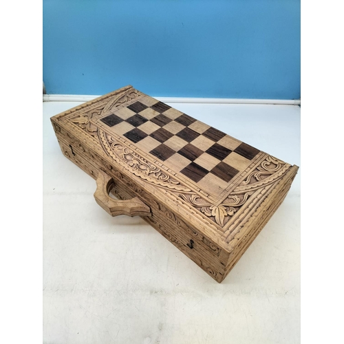 408 - Chess Set and Other Board Game in Wooden Carry Case.