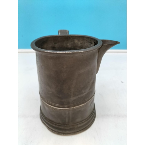 413 - Victorian Pewter Quart Ale Measuring Jug. 15cm High, 11cm Diameter.