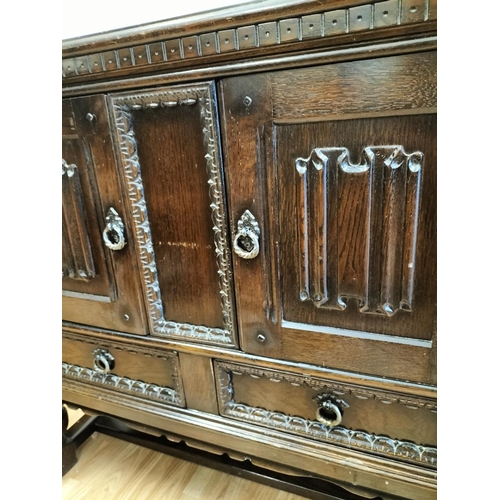 419 - Small Oak Sideboard Unit with Two Cupboards over Two Drawers. 85cm High, 92cm x 43cm. Collection Onl... 