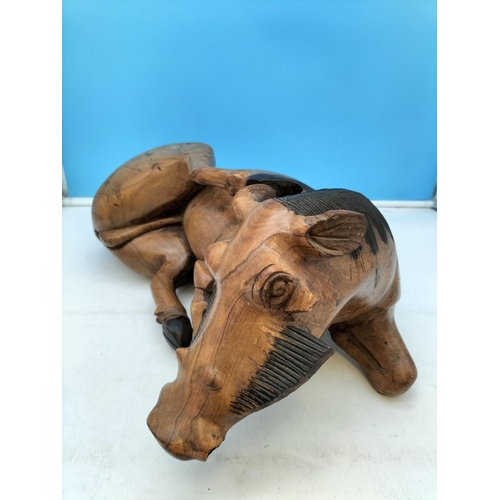 43 - Large Carved Hardwood Warthog Sculpture. Approx 21cm High, 53cm x 18cm.