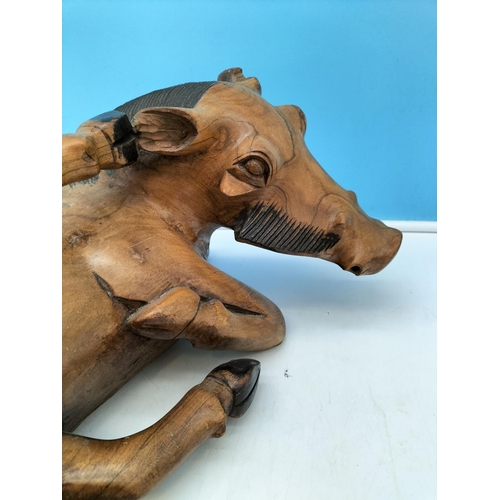 43 - Large Carved Hardwood Warthog Sculpture. Approx 21cm High, 53cm x 18cm.