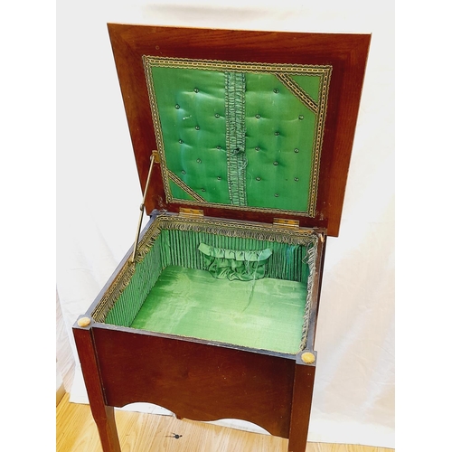 434 - Early 20th Century Sewing Box on Legs. 67cm High, 40cm x 40cm. Collection Only.