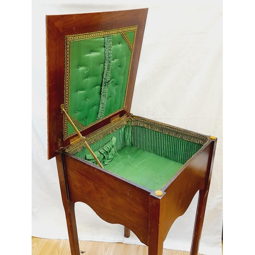 434 - Early 20th Century Sewing Box on Legs. 67cm High, 40cm x 40cm. Collection Only.