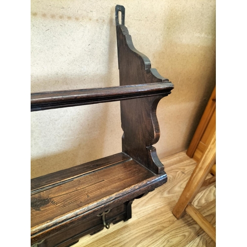 44 - 19th Century Carved Oak Kitchen/Hallway Coat and Hat Rack. 86cm Long, 57cm High, 16cm Deep. Collecti... 