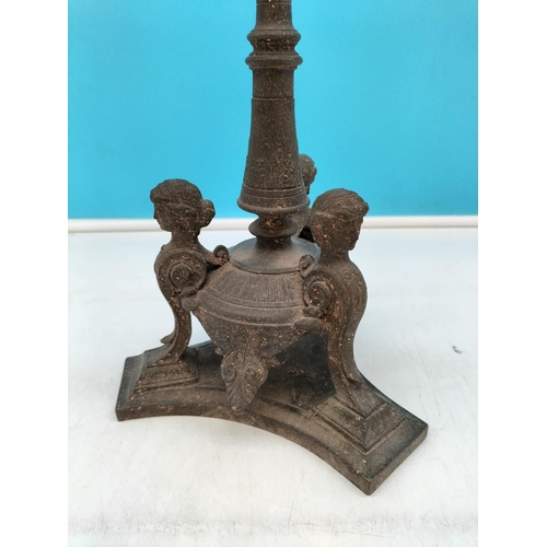 442 - 19th Century French Regency Wrought Iron Gothic Candelabra. 54cm Tall. One Arm Repaired.