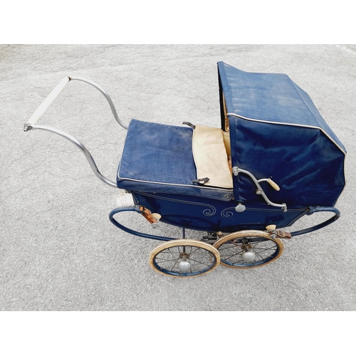 448 - Vintage Pedigree Doll's Coach Built Pram. 95cm x 85cm x 40cm. Collection Only.