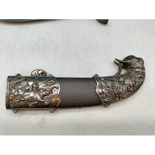 470 - Chinese Steel Blade Dagger in the Qing Dynasty Style with Elephant Designs Throughout. 37cm Long.