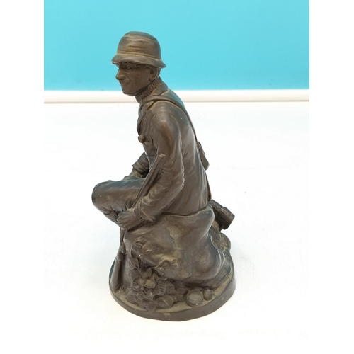 472 - 19th Century Berlin Iron Pen Holder with 16cm Huntsman Figure.