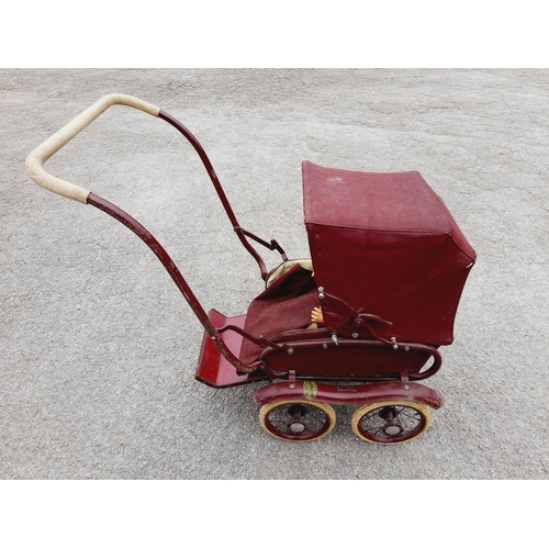 493 - Vintage Silver Cross Doll's Pushchair. 70cm x 56cm x 36cm.