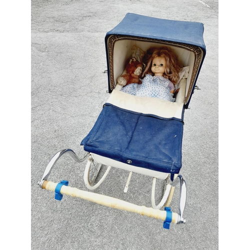 495 - Vintage Marmet Coach Built Doll's Pram 97cm x 75cm x 37cm. Collection Only.