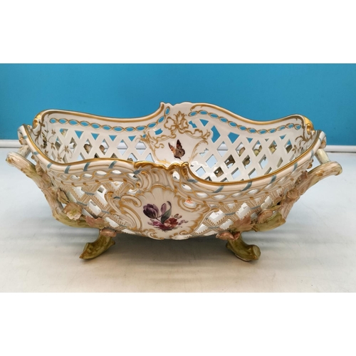 5 - 19th Century KPM Berlin (Konigliche Porcelain Manufaktur) Porcelain Basket c 1880's. 15cm High, 38cm... 