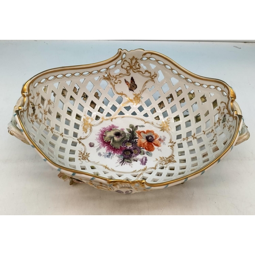 5 - 19th Century KPM Berlin (Konigliche Porcelain Manufaktur) Porcelain Basket c 1880's. 15cm High, 38cm... 