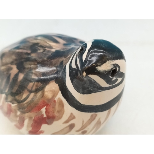 503 - Vintage 1970's Paula Humphris (Cornwall) Studio Pottery Figure of a Quail 12cm x 8cm.