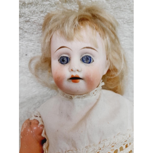 543 - Vintage Dolls (3) to include Small Victorian Bisque Head and Body Doll, 1920's Bisque Head Fabric Bo... 