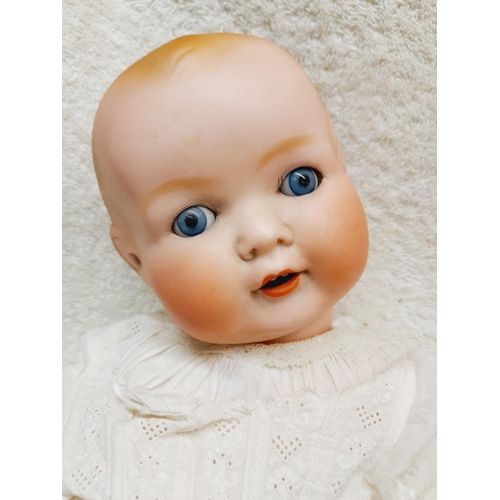 543 - Vintage Dolls (3) to include Small Victorian Bisque Head and Body Doll, 1920's Bisque Head Fabric Bo... 