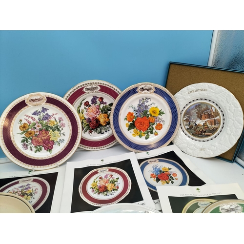 553 - Collection of Plates to include Boxed RHS Chelsea Flower Show 23cm Plates (4), Boxed Coalport Christ... 