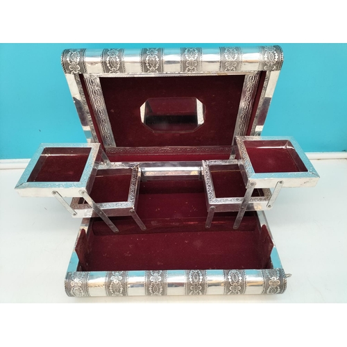 592 - Indian Elephant design White Metal Jewellery Box. 28cm x 21cm x 8cm.