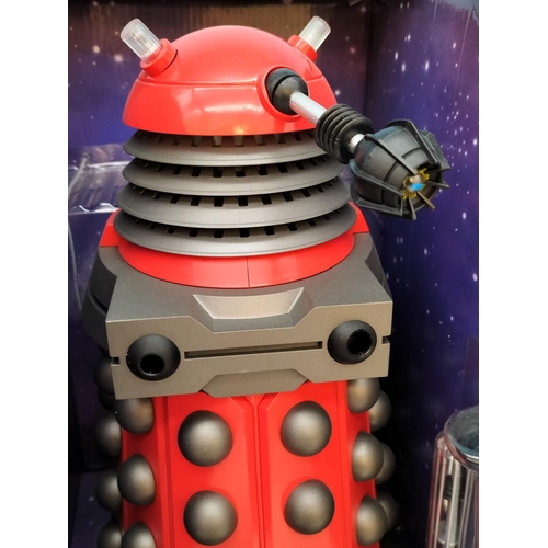 597 - Doctor Who Dalek Drone in Red. Approx 38cm Tall. Untested in Box. Box Tatty.