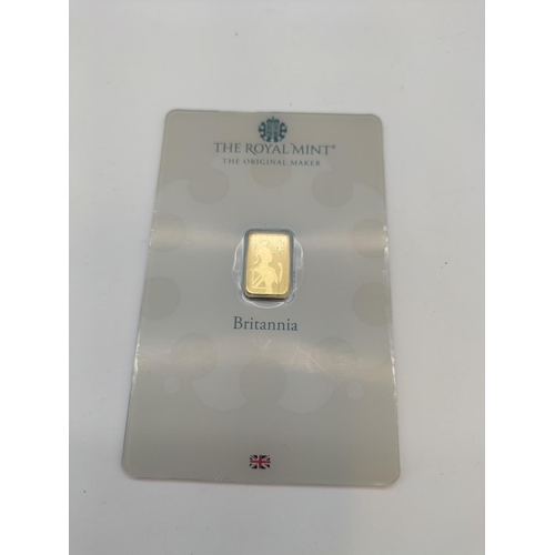 6 - Royal Mint 1 Gram Fine Gold Britannia Bar.