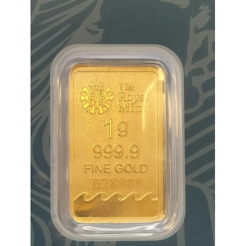 6 - Royal Mint 1 Gram Fine Gold Britannia Bar.