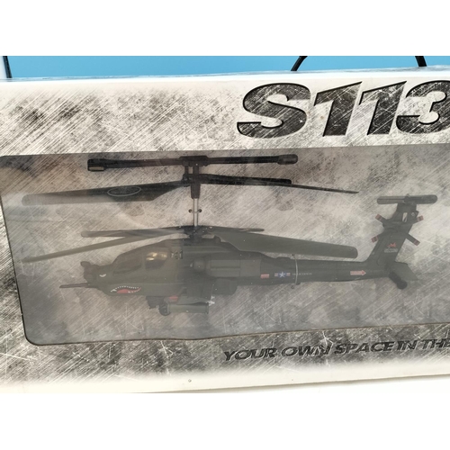 603 - New in Box GYRO S113G 'Your Own Space in the Sky' Remote Control Medium Apache Helicopter.