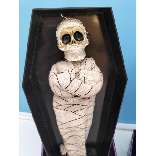 609 - 2 x Halloween Decorations - Dancing Mummy W/O and Skeleton. 32cm Tall