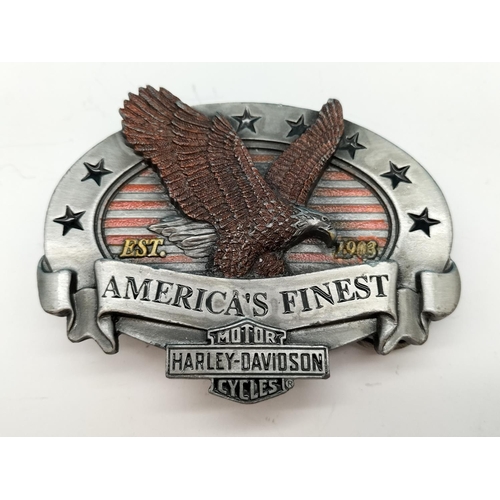 617 - Belt Buckles (3) - Harley Davidson, Live to Ride and Elvis Presley.