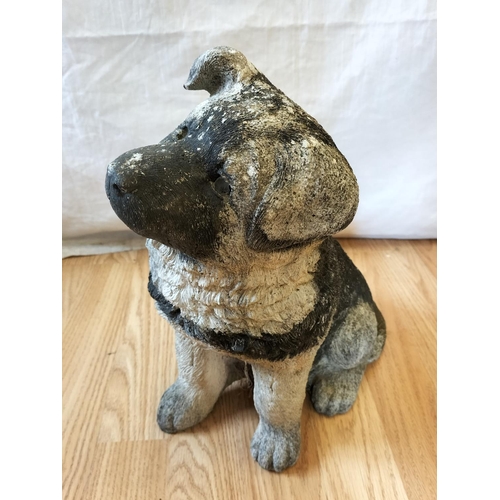 627 - Concrete Garden Statue of German Shepherd Puppy. 34cm Tall. Collection Only.