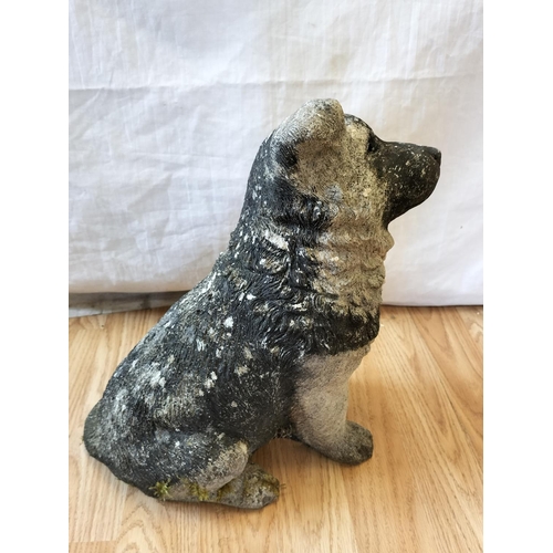 627 - Concrete Garden Statue of German Shepherd Puppy. 34cm Tall. Collection Only.