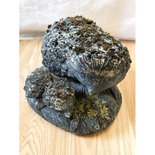 628 - Concrete Garden Statue of Hedgehog with Babies. 17cm High, 24cm x 18cm. Collection Only.