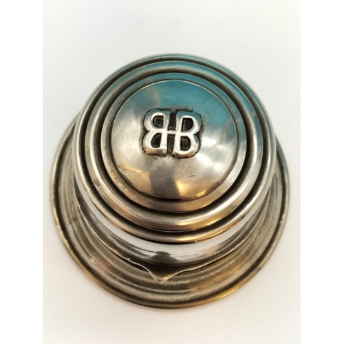 63 - Double B Art Deco Unmarked Silver Ring Box c1930's (possibly Birks of Canada) with 925 Silver Ring. ... 