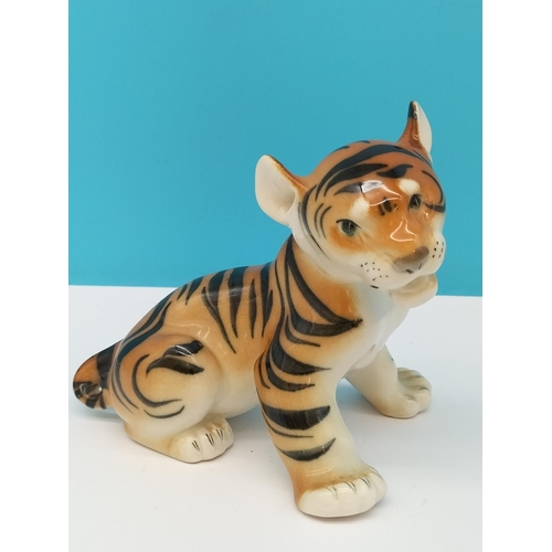 639 - Vintage Lomonosov Tiger Club Figure plus a Figure of a Donkey. Tallest 14cm.