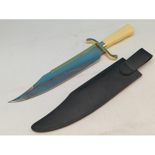 68 - Gil Hibben Old West Style Bowie Knife with Sheath. 50cm Long. 21+ Age ID Required on Purchase.