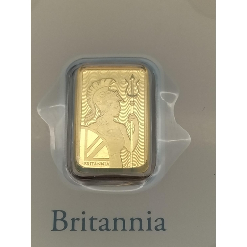 7 - Royal Mint 1 Gram Fine Gold Britannia Bar.