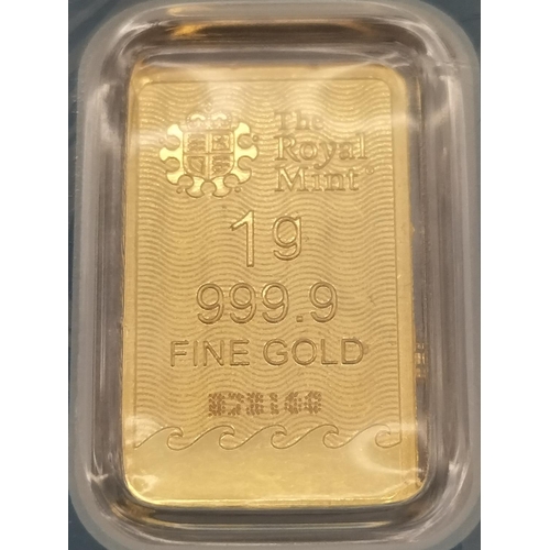 7 - Royal Mint 1 Gram Fine Gold Britannia Bar.