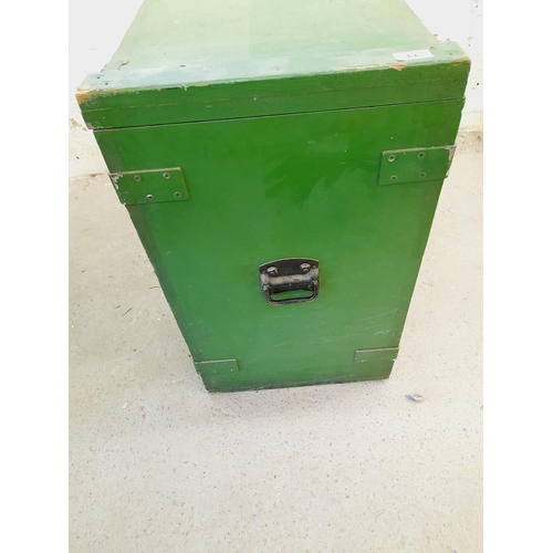 73 - Mid Century Lined Wooden Storage Chest. 74cm x 66cm x 42cm. Collection Only.