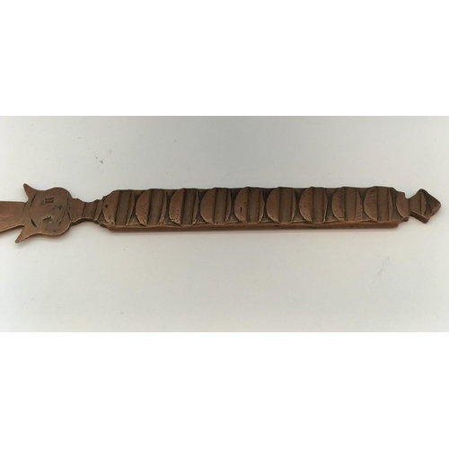 75 - WWI POW Camp Trench Art Copper Letter Opener Made from the Driving Band of an Artillery Shell. Dated... 