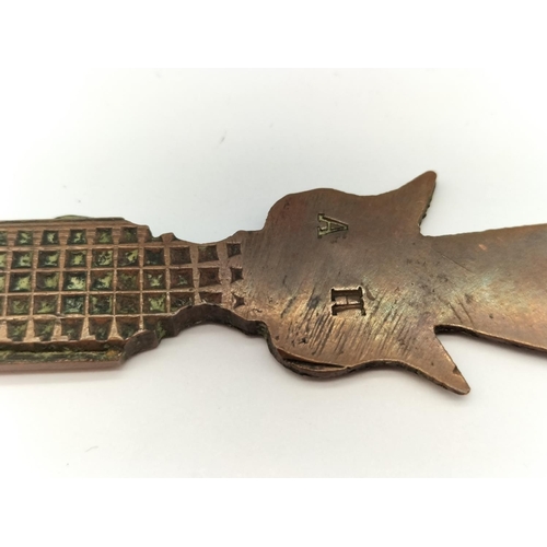 75 - WWI POW Camp Trench Art Copper Letter Opener Made from the Driving Band of an Artillery Shell. Dated... 