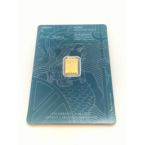 8 - Royal Mint 1 Gram Fine Gold Britannia Bar.