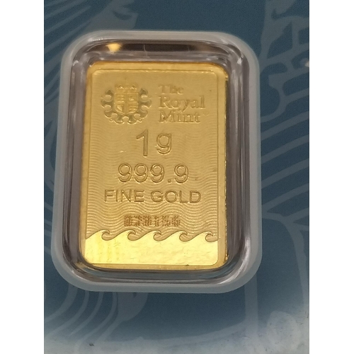 8 - Royal Mint 1 Gram Fine Gold Britannia Bar.