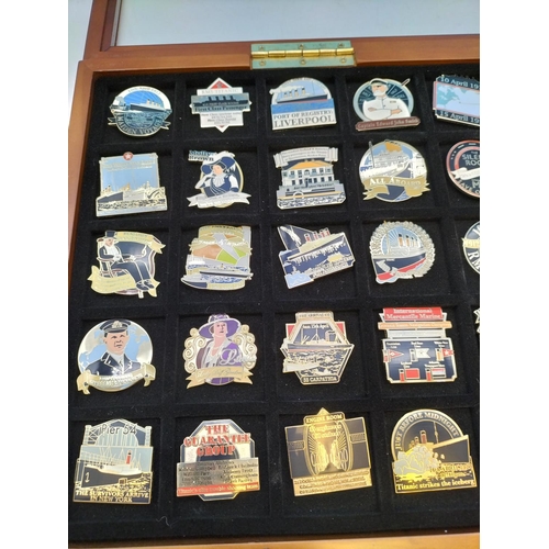 88 - Danbury Mint White Star Line 'The Titanic 1912-2012' Pin Badge Collection in Presentation Display Ca... 