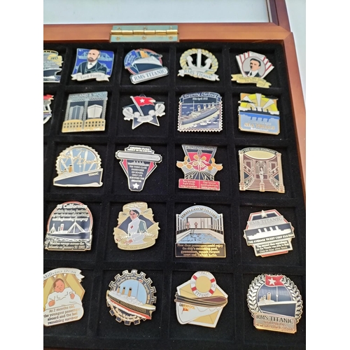 88 - Danbury Mint White Star Line 'The Titanic 1912-2012' Pin Badge Collection in Presentation Display Ca... 